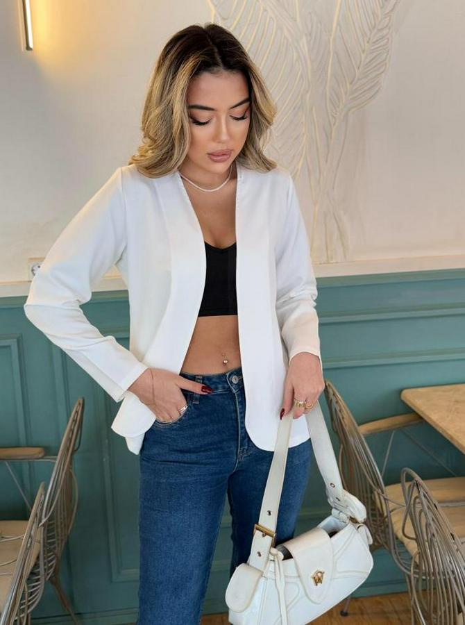 Uzun Kollu Önü Açık Blazer Ceket