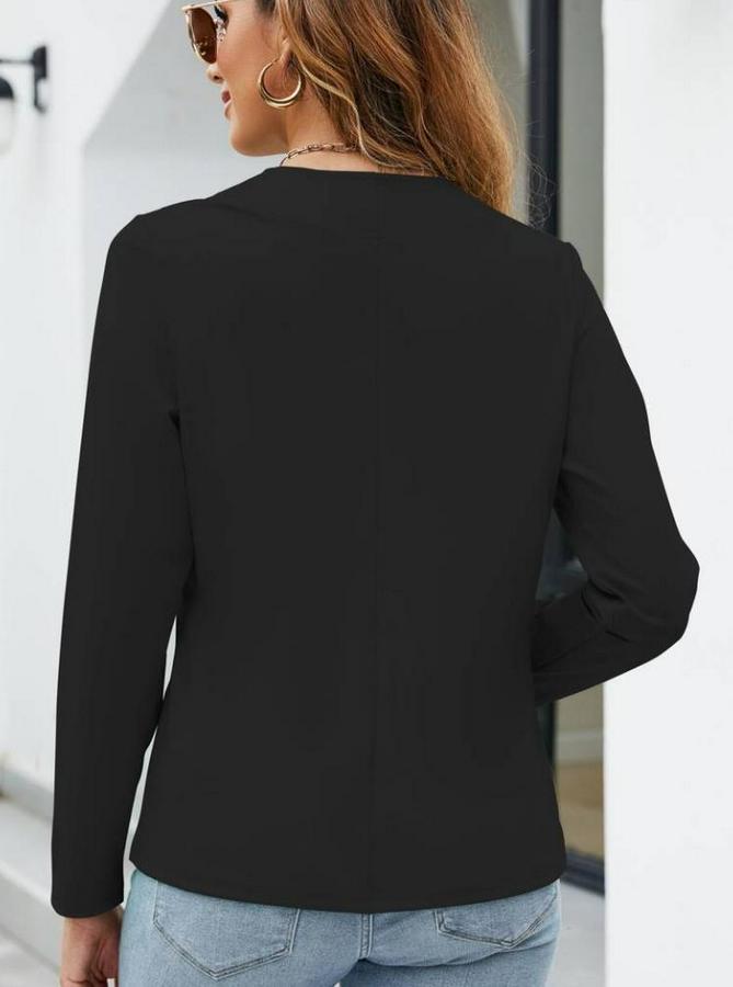 Uzun Kollu Önü Açık Ithal Krep Blazer Ceket