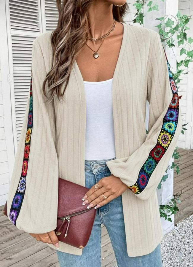 Uzun Kollu Önü Açık Şardonlu Kaşkorse Ceket