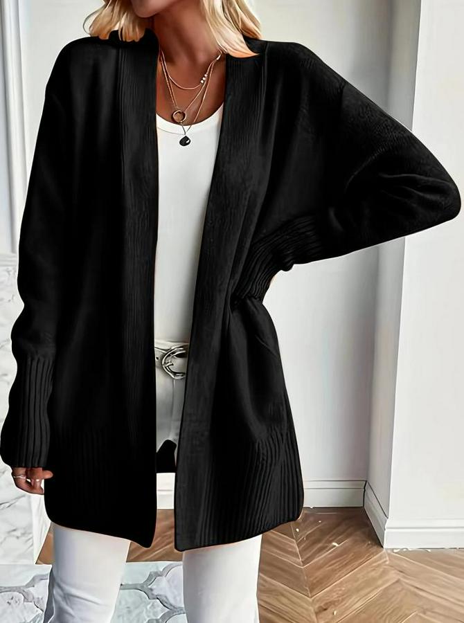 Uzun Kollu Önü Açık Triko Hırka