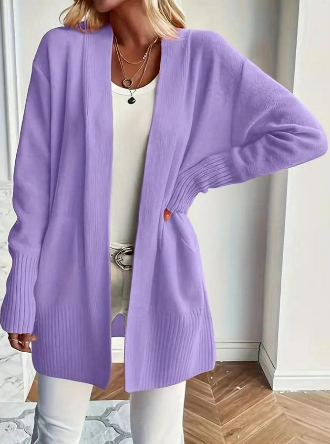 Uzun Kollu Önü Açık Triko Hırka