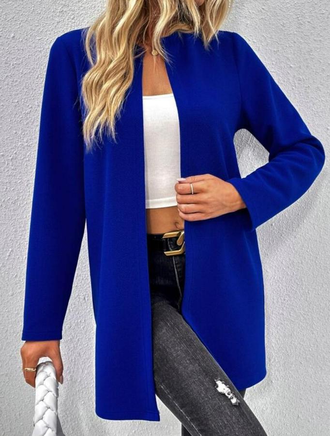 Uzun Kollu Önü Açık Uzun Modal Ceket