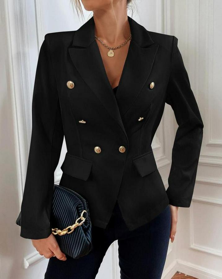 Uzun Kollu Yakalı Önden Düğmeli Cep Detay Atlas Ceket