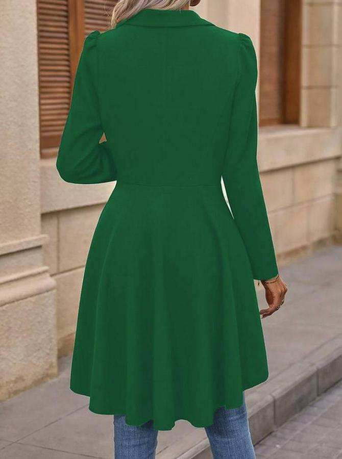 Uzun Kollu Yakalı Önden Düğmeli Uzun Atlas Blazer Ceket