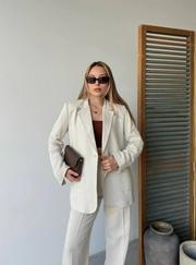 Keten Ceket Pantolon Ikili Takım