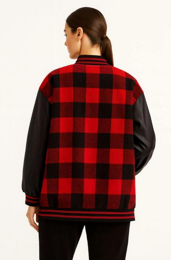 Kolları Suni Deri Içi Astarlı Oduncu Kolej Içi Ceket