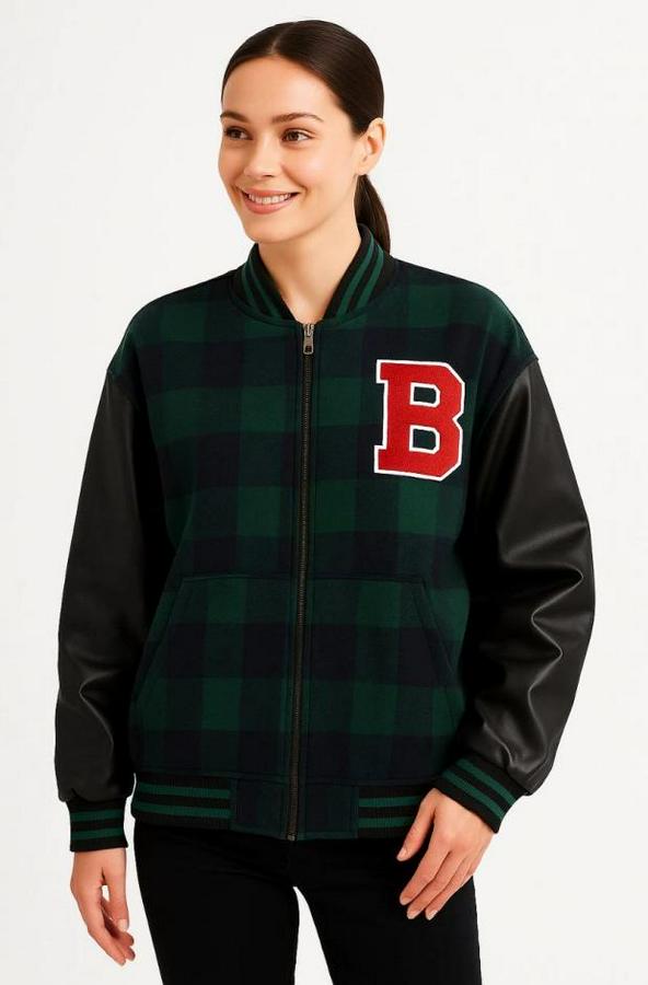 Kolları Suni Deri Içi Astarlı Oduncu Kolej Içi Ceket