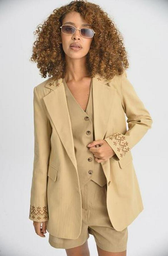 Leomie Nakışlı Blazer Ceket 6106
