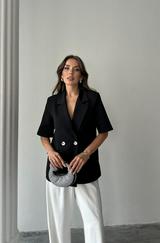 Siyah Kısa Kollu Blazer Ceket