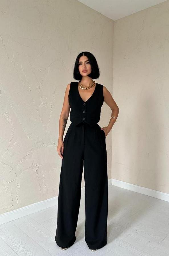 Siyah Klas Ceket Ve Yelek Ve Pantolon Takım