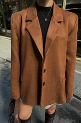 Süet Blazer Ceket 3 Düğme
