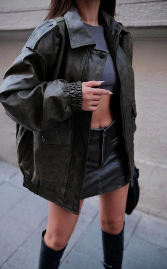 Suni Deri Pilot Ceket