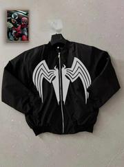 Tam Fermuarlı Uzun Kol Baskılı Bomber Ceket