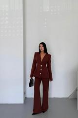 Tasarim Ceket-Pantolon Takim Metal Düğme Detayli