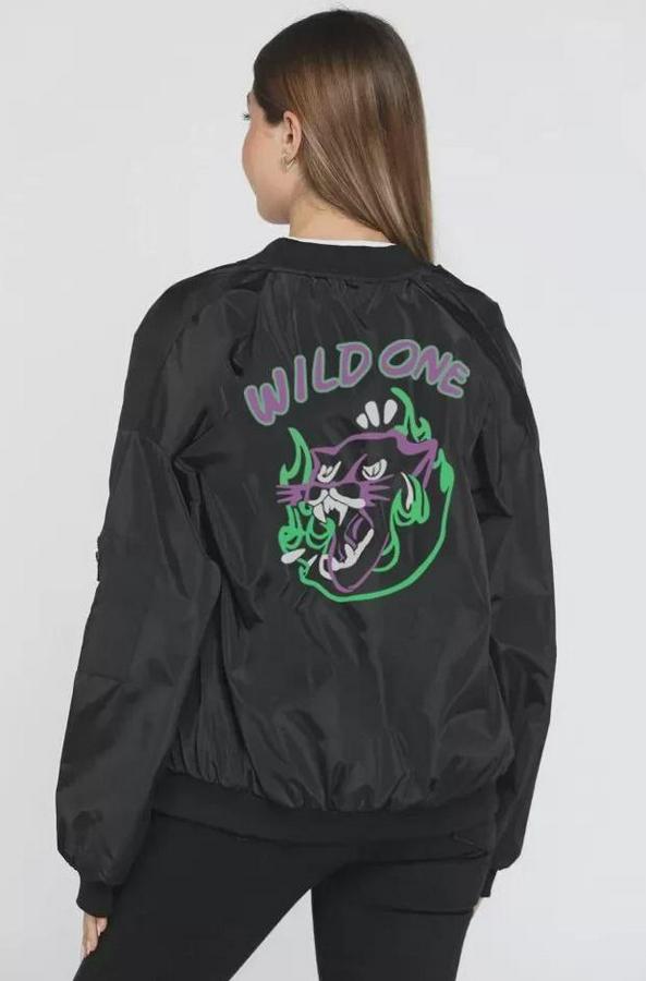 Unisex Uzun Kol Baskılı Bomber Ceket