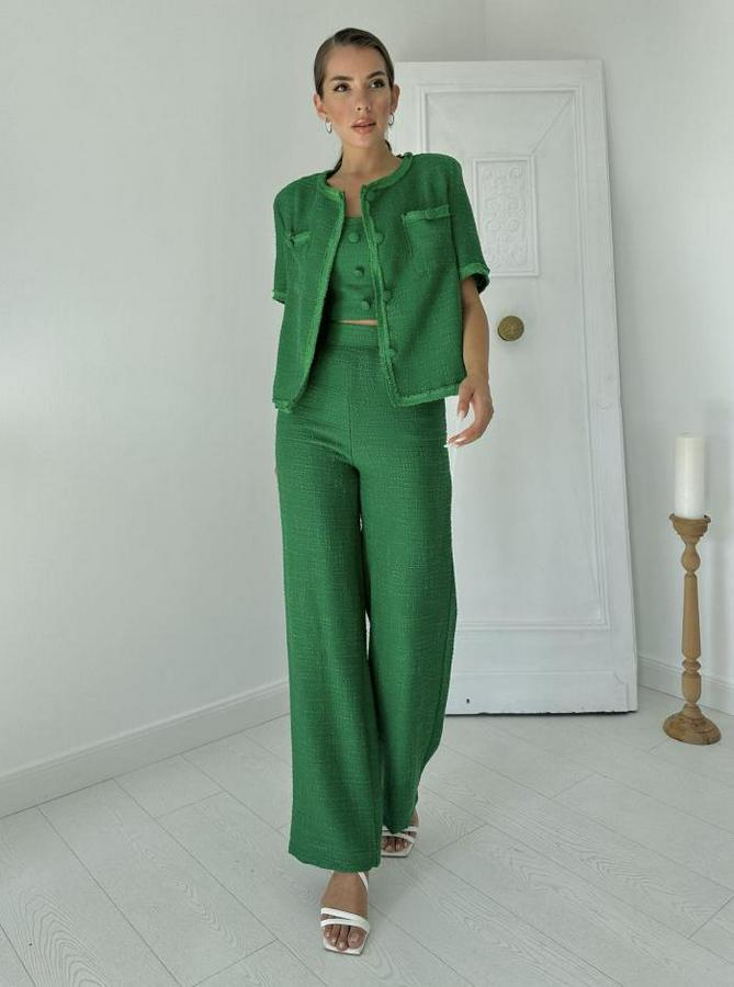 Yeşil Askılı Büstiyer Ceket Ve Pantolon Takım