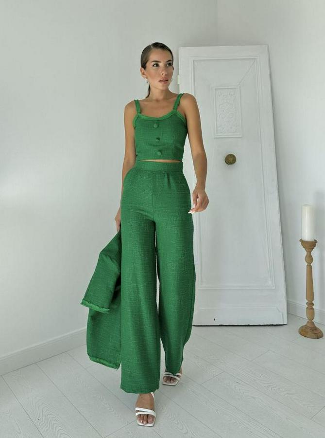 Yeşil Askılı Büstiyer Ceket Ve Pantolon Takım