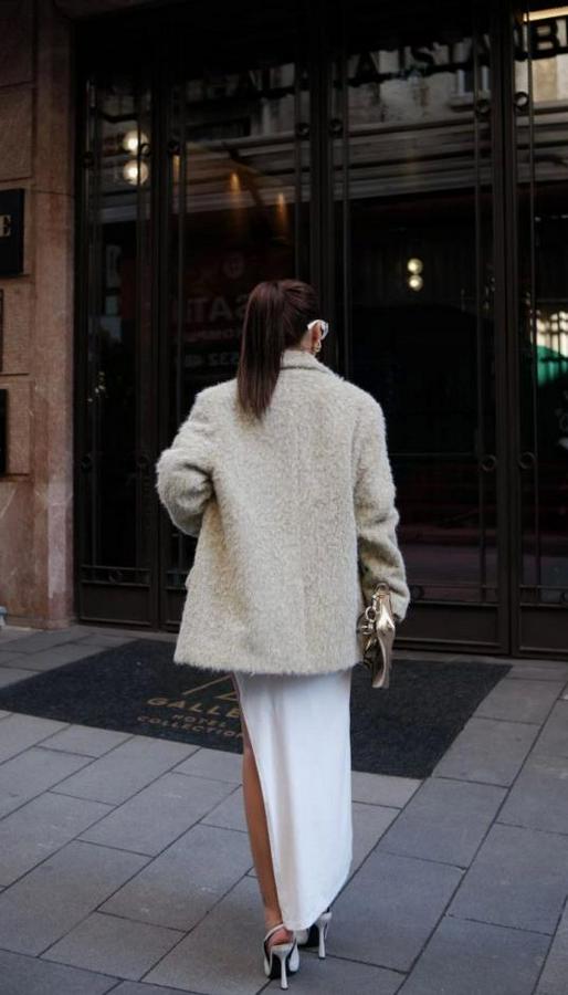 Yün Keçe Görünümlü Blazer Ceket Kaban- Çimen Yeşili