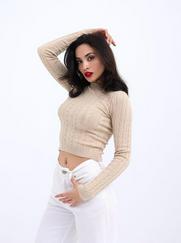 Triko Saç Örgü Crop Kazak-Vizon