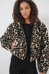 Kapüşonlu Peluş Crop Ceket