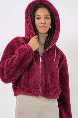Kapüşonlu Peluş Crop Ceket