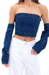 Kot Crop-Mavi