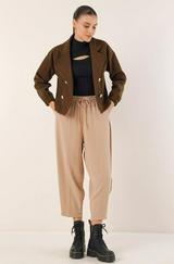 Kruvaze Yaka Crop Ceket
