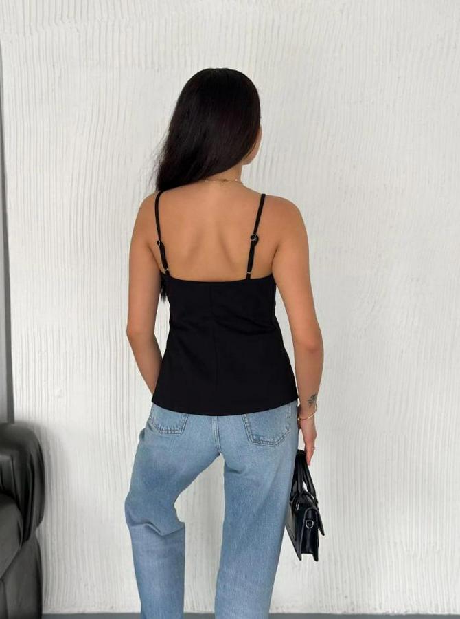 Askılı Dekolte Deraylı Bluz Crop