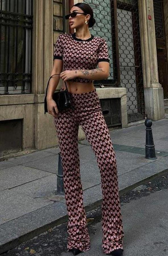 Brenda Desenli Crop Takım 9019-08