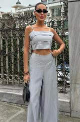 Crop Plazzo Pantolon Takım 10155-08