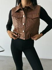 Deri Crop Yelek
