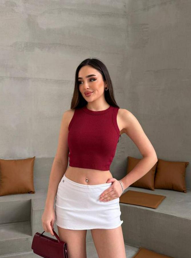 Halter Yaka Fitilli Esnek Crop Atlet