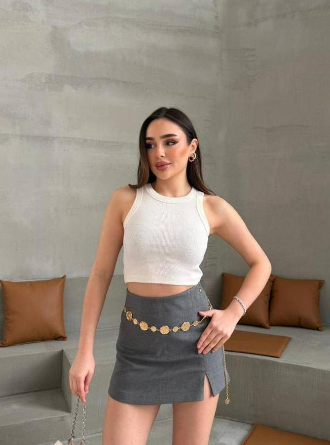 Halter Yaka Fitilli Esnek Crop Atlet