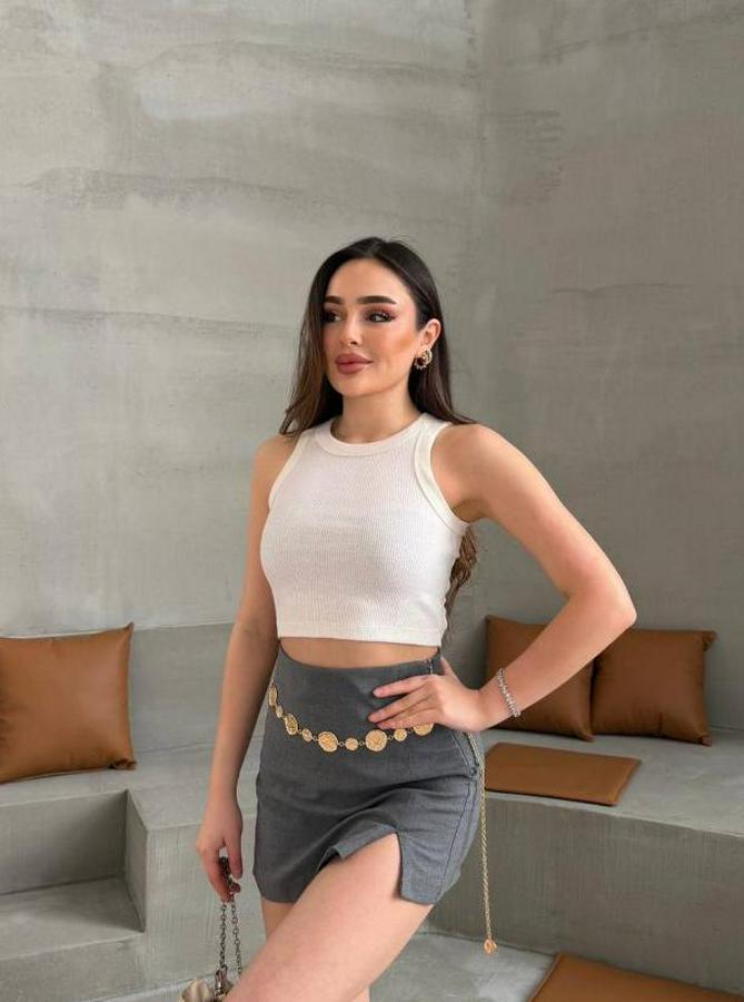 Halter Yaka Fitilli Esnek Crop Atlet