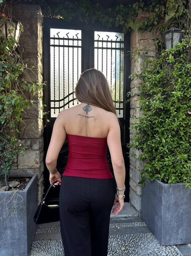 Ottoman Kumaş Düğme Detaylı Büstiyer Crop