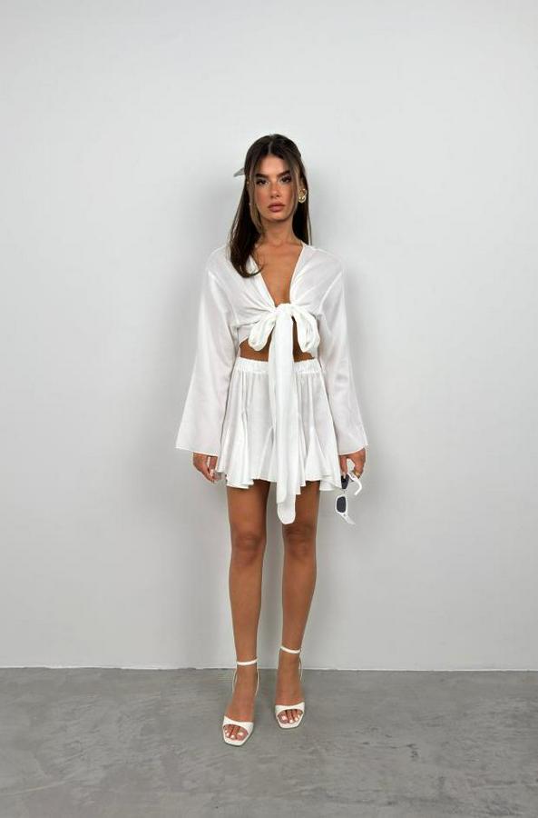 Kayık Yaka Uzun Kol Crop