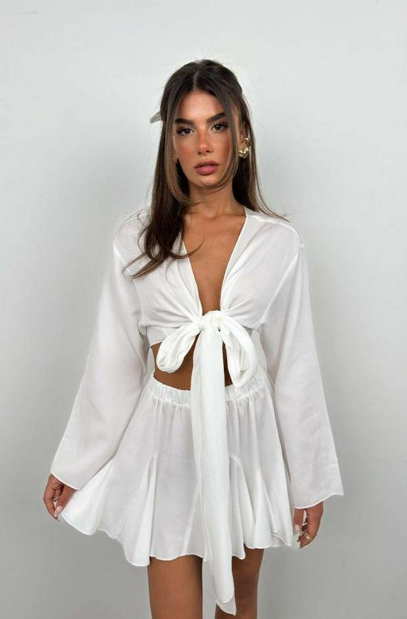 Kayık Yaka Uzun Kol Crop