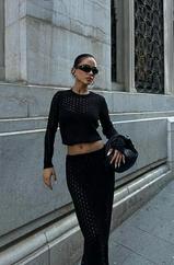 Macey Kroşe Crop Takım 9882