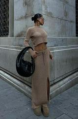 Macey Kroşe Crop Takım 9882