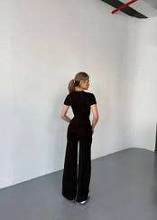 Osy Modal Yumuşak Dokulu Kumaş Kısa Kollu Crop Rahat Pantalon Ikili Takım