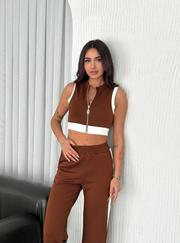 Osy Modal Yumuşak Dokulu Kumaş Tam Fermuarlı Crop Pantalon Ikili Takım