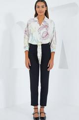 Oversize Dökümlü Crop Saten Gömlek 906