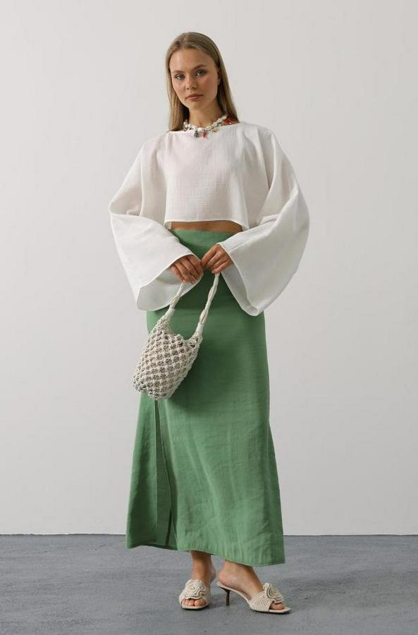 Yarasa Kollu Crop Bluz