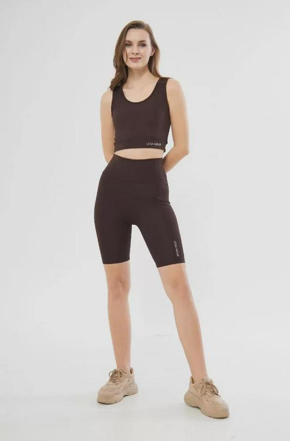 Yüksek Bel Dalgıç Croplu Biker Şortlu Takım