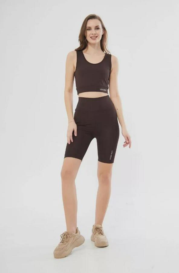 Yüksek Bel Dalgıç Croplu Biker Şortlu Takım