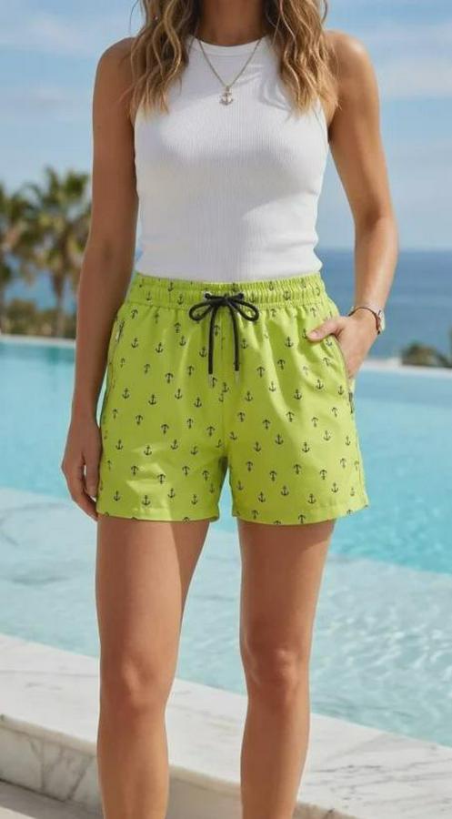 Deniz Şortu Fermuarlı Cepli File Astarlı Hızlı Kuruyan Premium