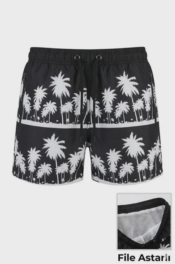 Deniz Şortu Fermuarlı Cepli File Astarlı Hızlı Kuruyan Premium