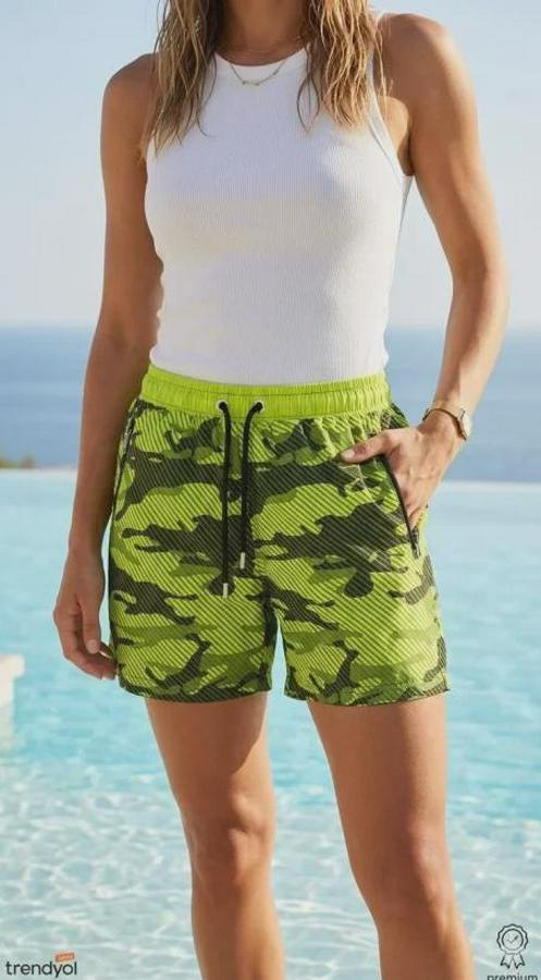 Deniz Şortu Fermuarlı Cepli File Astarlı Hızlı Kuruyan Premium