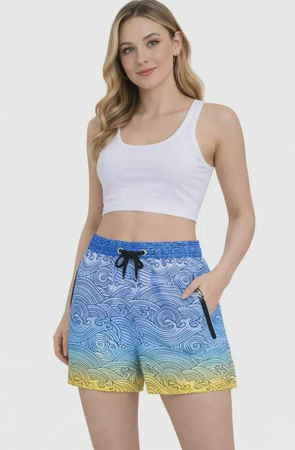 Deniz Şortu Fermuarlı Cepli File Astarlı Hızlı Kuruyan Premium