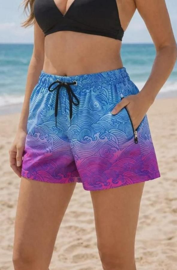 Deniz Şortu Fermuarlı Cepli File Astarlı Hızlı Kuruyan Premium